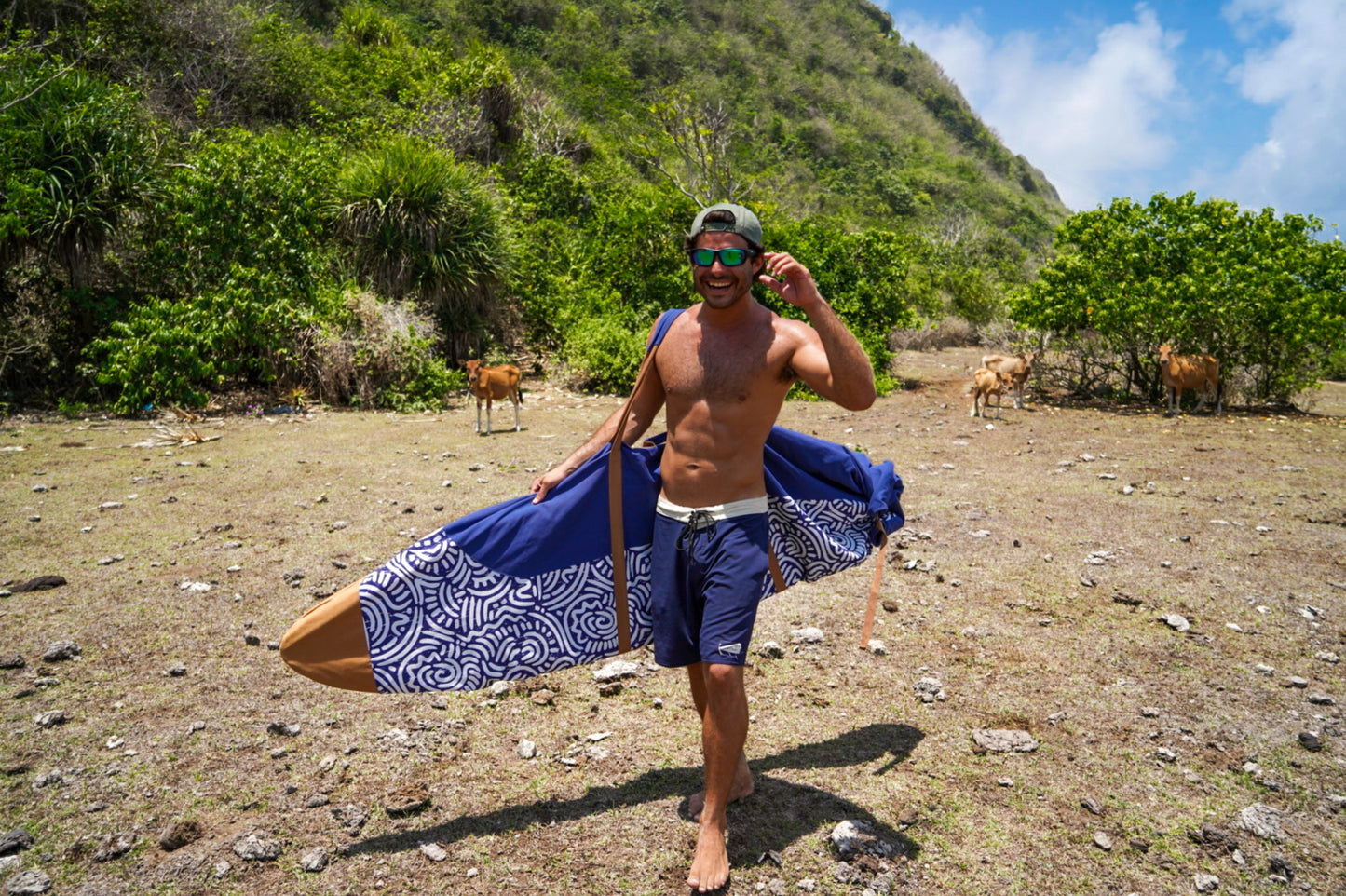 Canvas Surfboard Bag - Fish/Mid Length (Eyre Peninsula Ocean Blue)